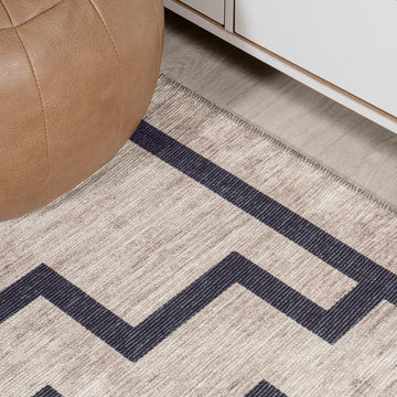 Ashkii Minimalist Medallion Machine-washable Area Rug